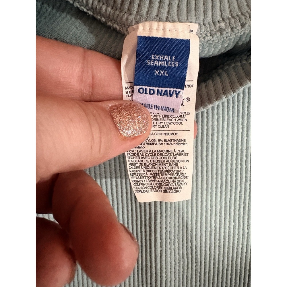 Old Navy Women's Stretch Short Sleeve Shirt XXL‎ Aqua Ribbed Cropped - Picture 2 of 4